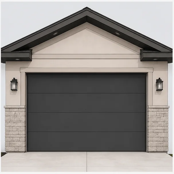 Illustration of a charcoal flush-panel garage door finish