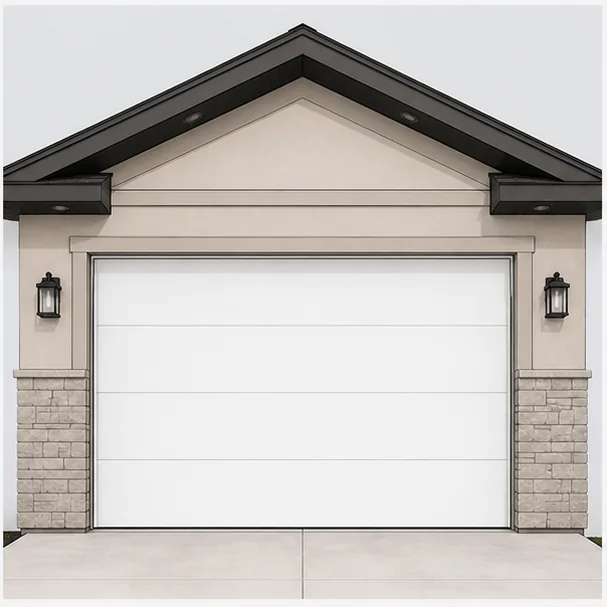 Illustration of a white flush-panel garage door finish